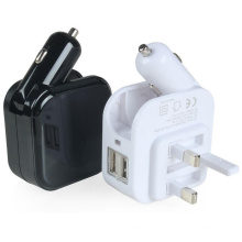 Adaptador portátil do carregador de parede do plugue britânico Carregador de carro inteligente